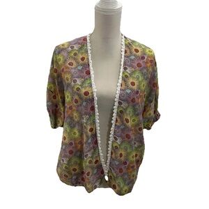 NWOT Olga Valentine Girls Water Dreaming Kimono Size 8-9 Floral Crochet